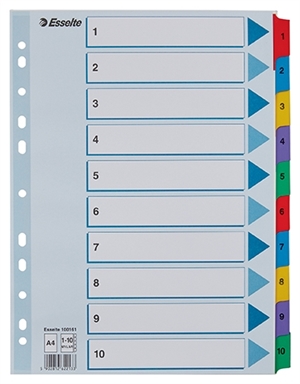 Esselte Register Mylar cardboard A4 1-10