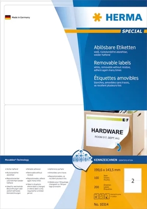 HERMA removable label 199.6 x 143.5 mm, 200 pcs.