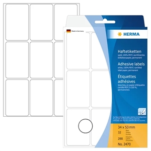 HERMA label manual 34 x 53 white mm, 288 pcs.