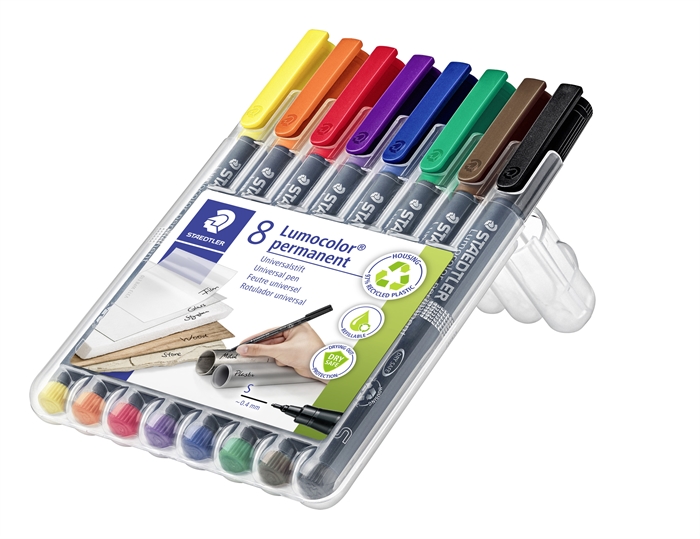 Staedtler Marker Lumocolor Perm 0.4mm assorted colors (8)