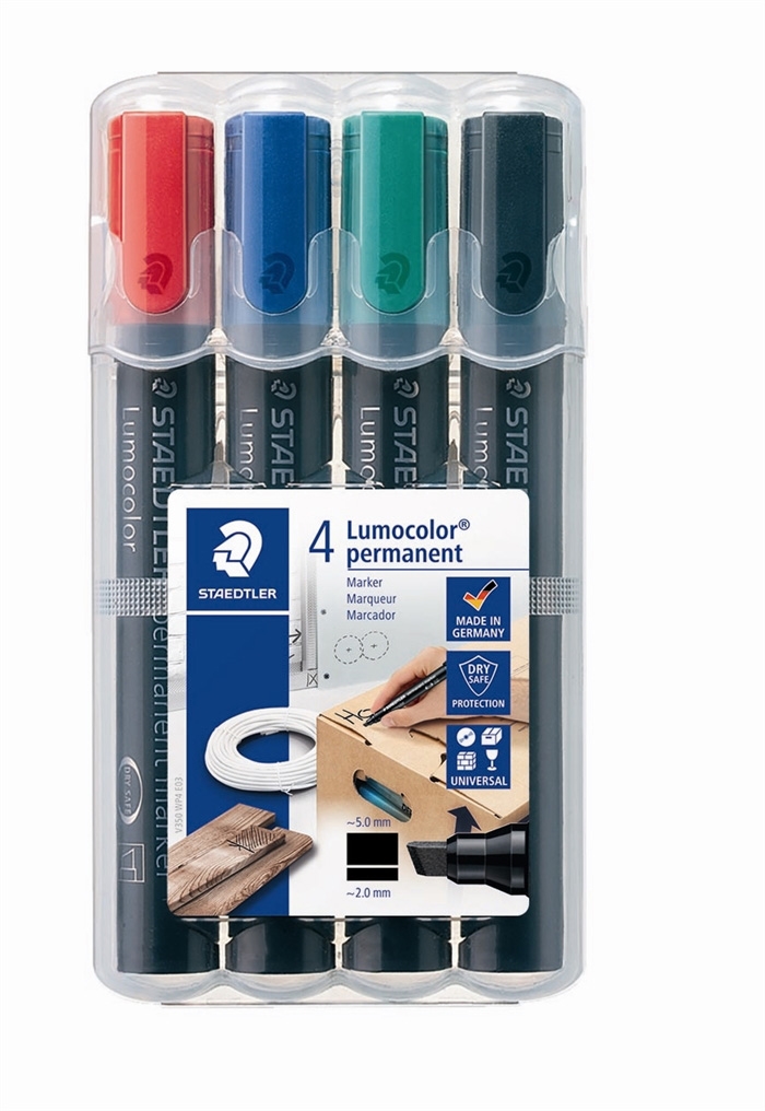 Staedtler Marker Lumocolor Perm slant 2-5mm assorted (4)