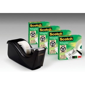 3M Desktop Tape Dispenser C60 + 4 rolls of tape 19mmx33m black