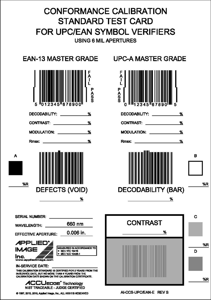 Calibration card EAN/UPC (AI) 