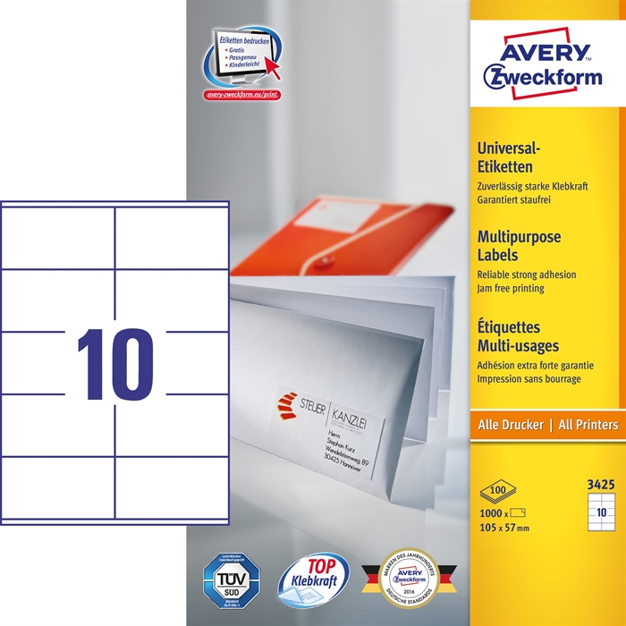 Avery ILC universal label 105 x 57 mm, 1000 pieces.