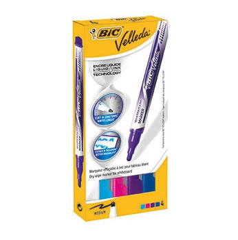 Bic Whiteboard Marker. Velleda Fashion 4-pack.