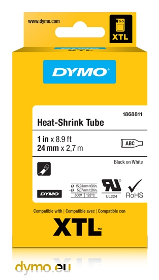 Tube XTL 24mm x 2.7m heat-shrink black on white