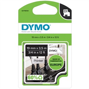 Tape D1 19mm x 2.5m permanent nylon black/white