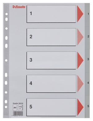 Esselte Register PP A4 1-5 gray