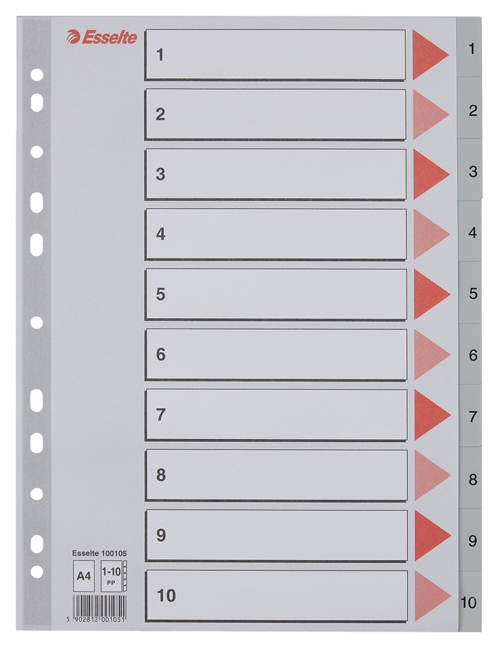 Esselte Register PP A4 1-10 gray