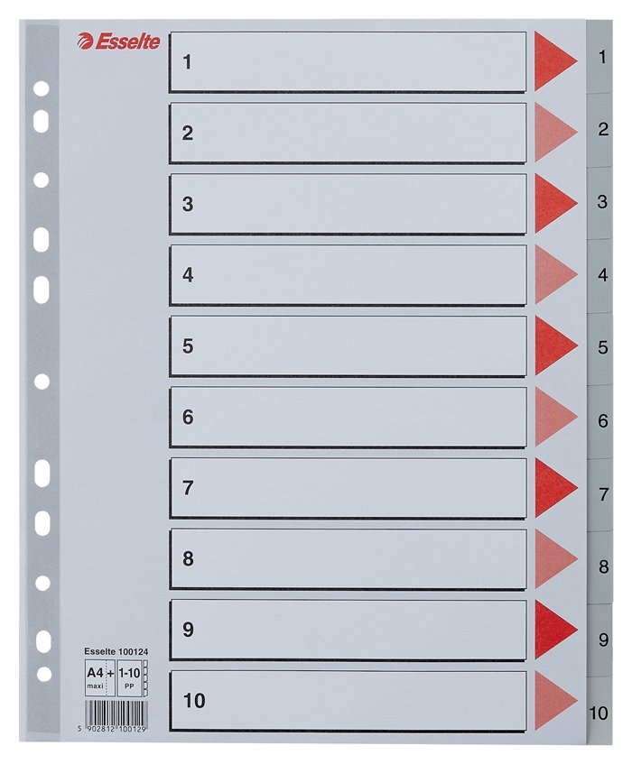 Esselte Register PP A4 maxi 1-10 grey.