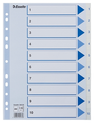 Esselte Register PP A4 1-10 white