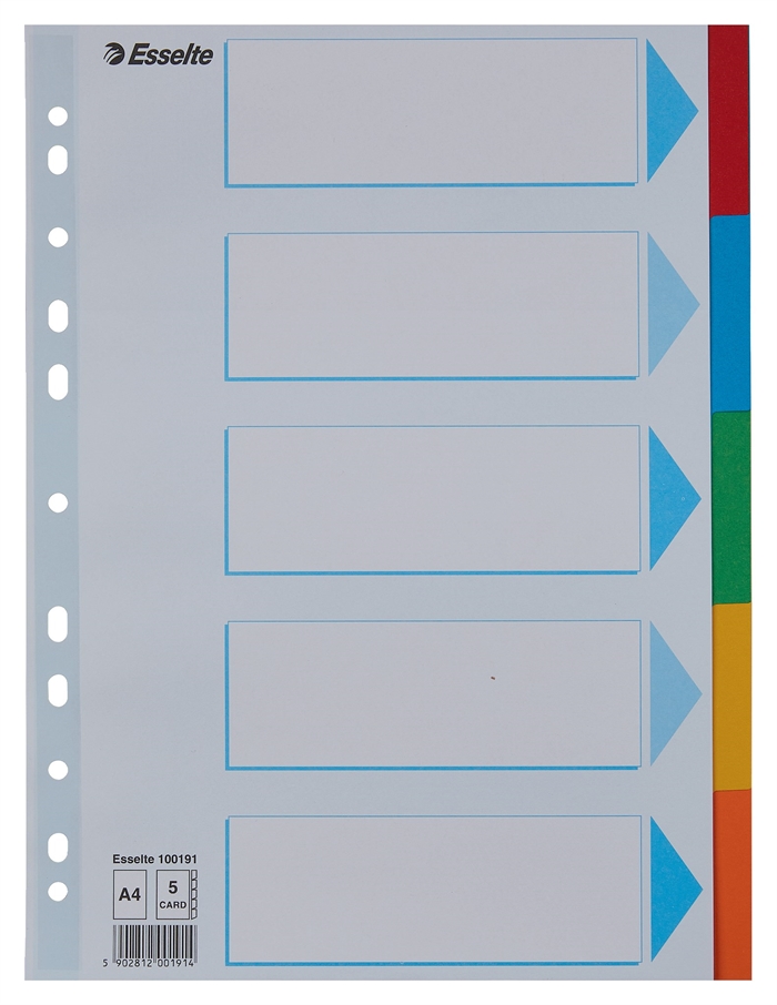 Esselte Tab Dividers Cardboard A4 5-part