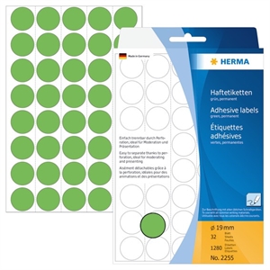 HERMA label manual ø19 green mm, 1280 pcs.