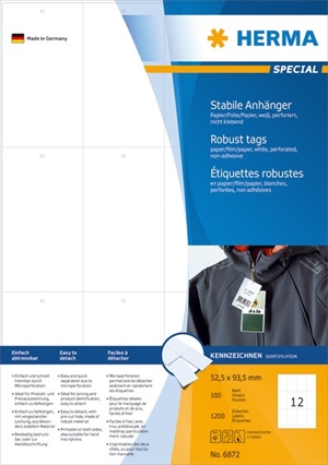 HERMA durable labeling label 52.5 x 93.5 mm, 1200 pieces.