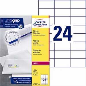 Avery L7181-100 Address Labels 70 x 37 mm UG mm, 2400 pcs.