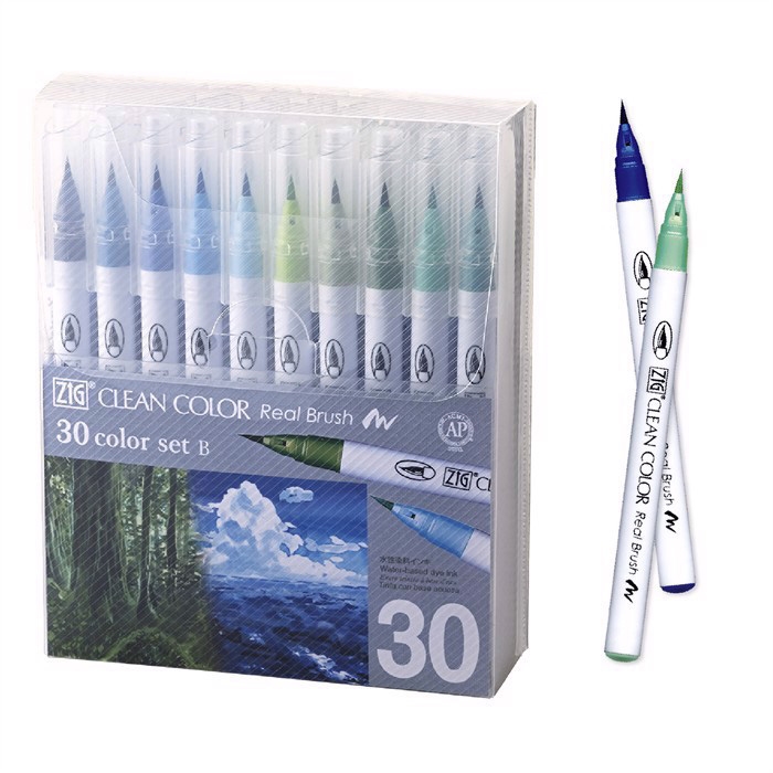 ZIG Clean Color Brush Pen Set B with 30 pieces