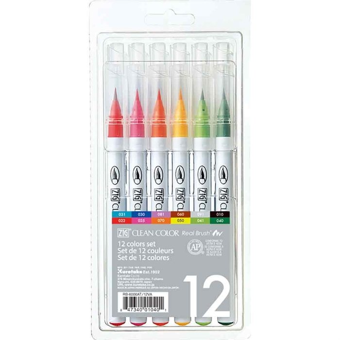 ZIG Clean Color Brush Pen Set with 12 pens.