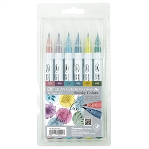 ZIG Clean Color Brush Pen Set with 6 Smokey colors